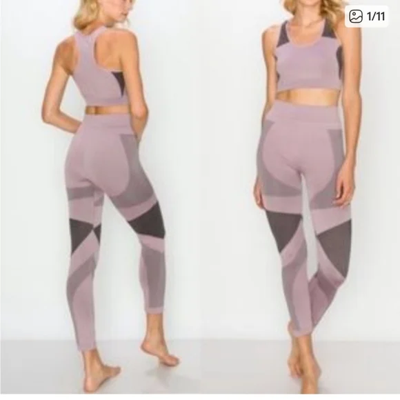 Kimberly C Mauve Geometric High-Rise Leggings - Picture 1 of 1